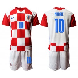 Camisola Croácia Luka Modrić 10 Criança Equipamento Primeiro Euro 2020 Manga Curta